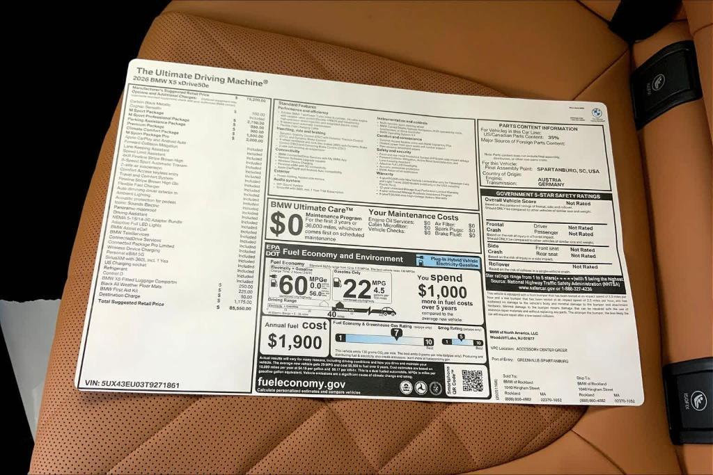 new 2026 BMW X5 PHEV car, priced at $85,550