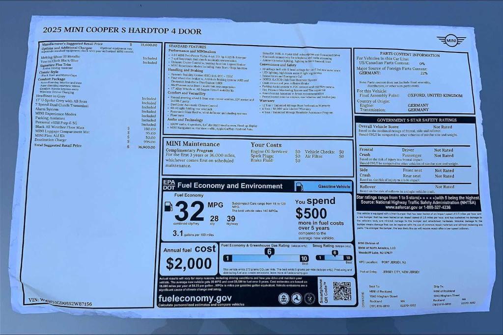 new 2025 MINI Hardtop car, priced at $36,900