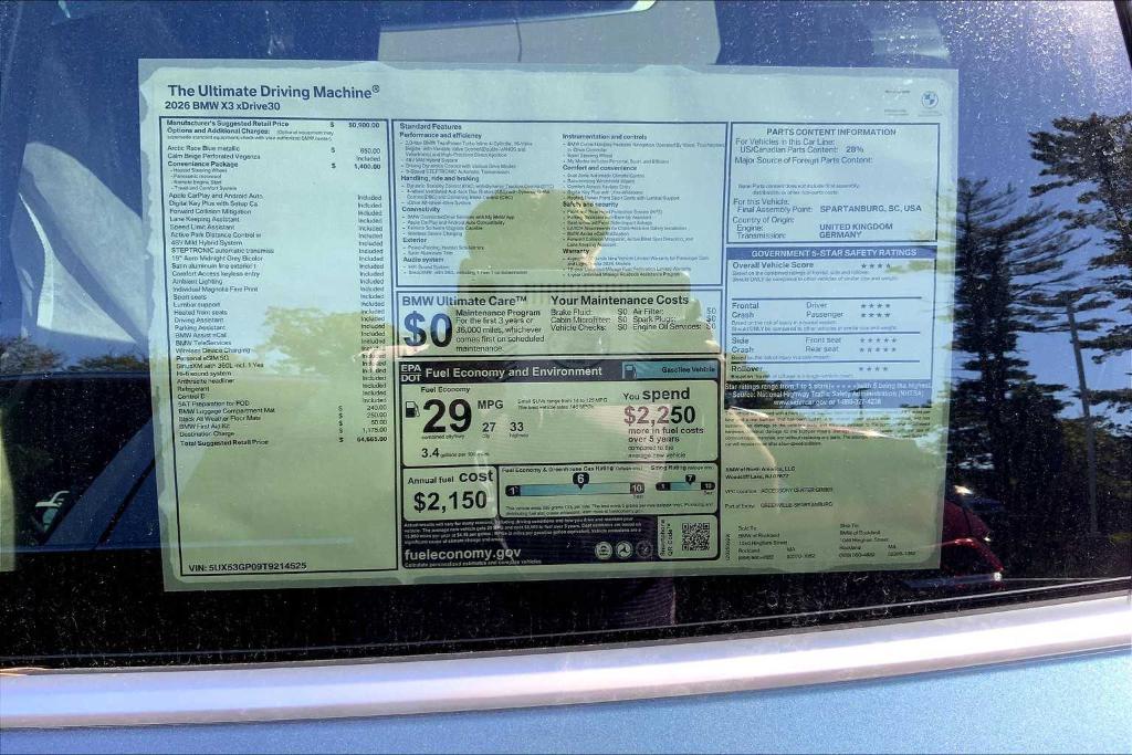 new 2026 BMW X3 car, priced at $54,665