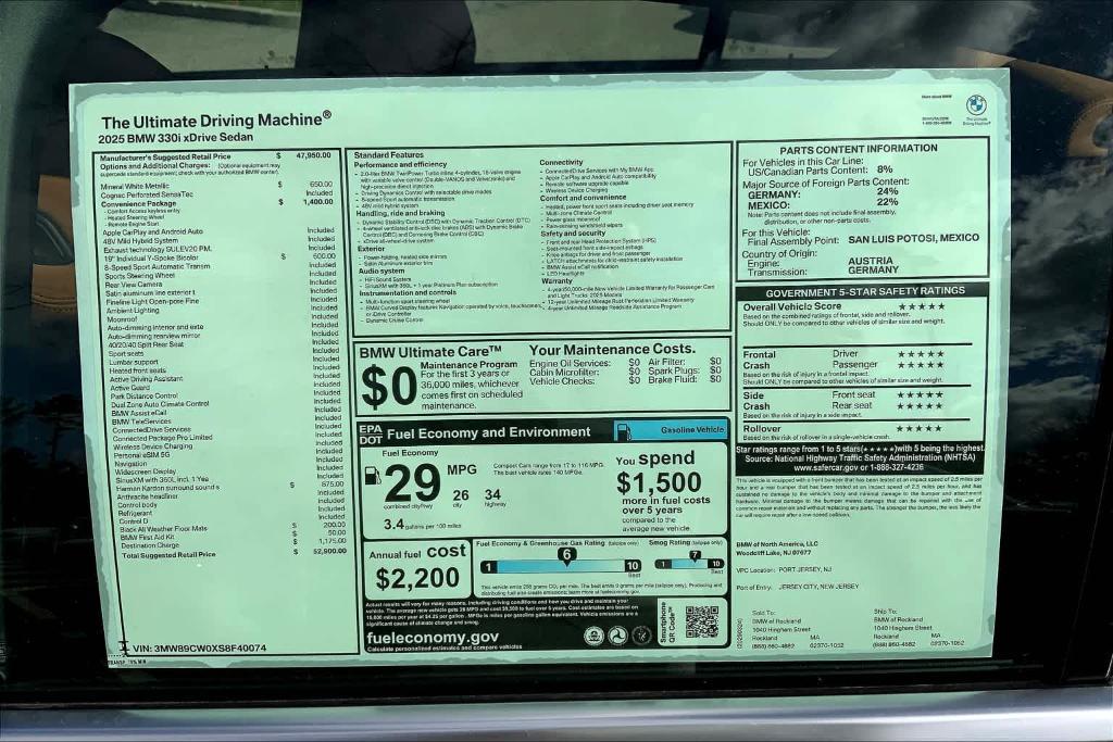 new 2025 BMW 330 car, priced at $52,900