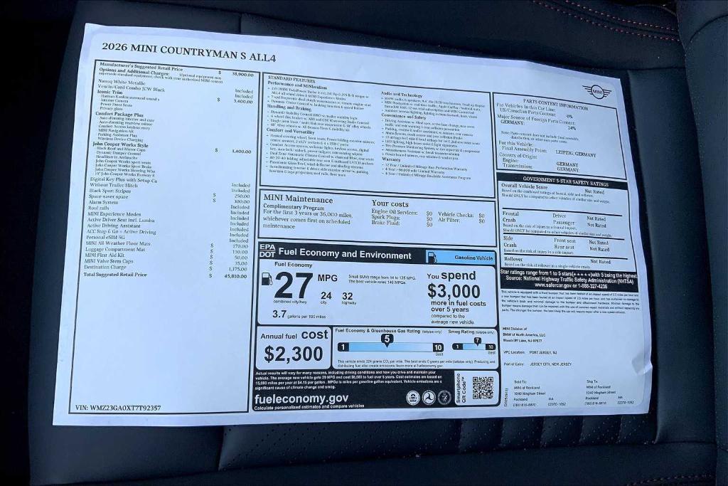 new 2026 MINI Countryman car, priced at $45,810