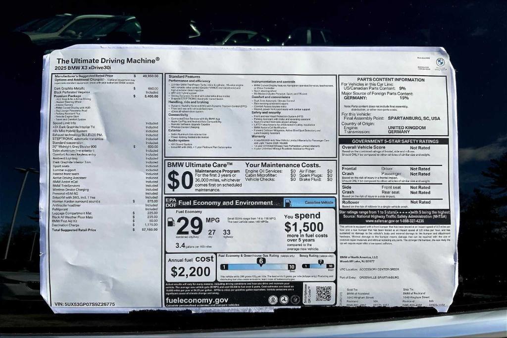 new 2025 BMW X3 car, priced at $57,160