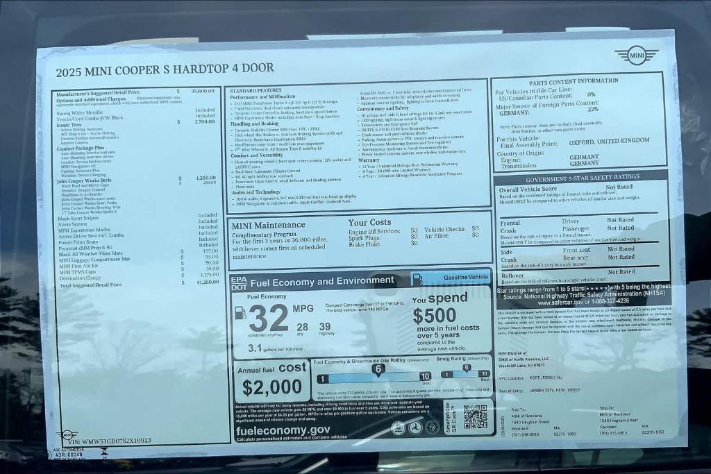 new 2025 MINI Hardtop car, priced at $41,260