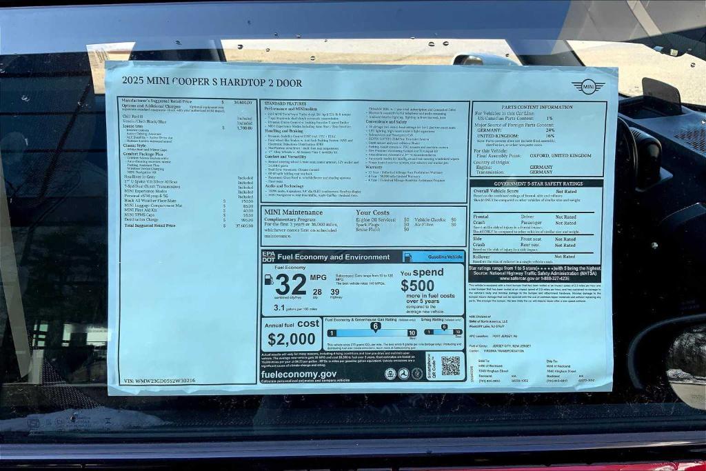 new 2025 MINI Hardtop car, priced at $37,605