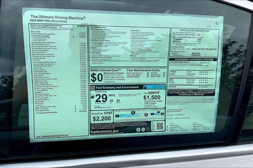 new 2025 BMW 330 car, priced at $50,790