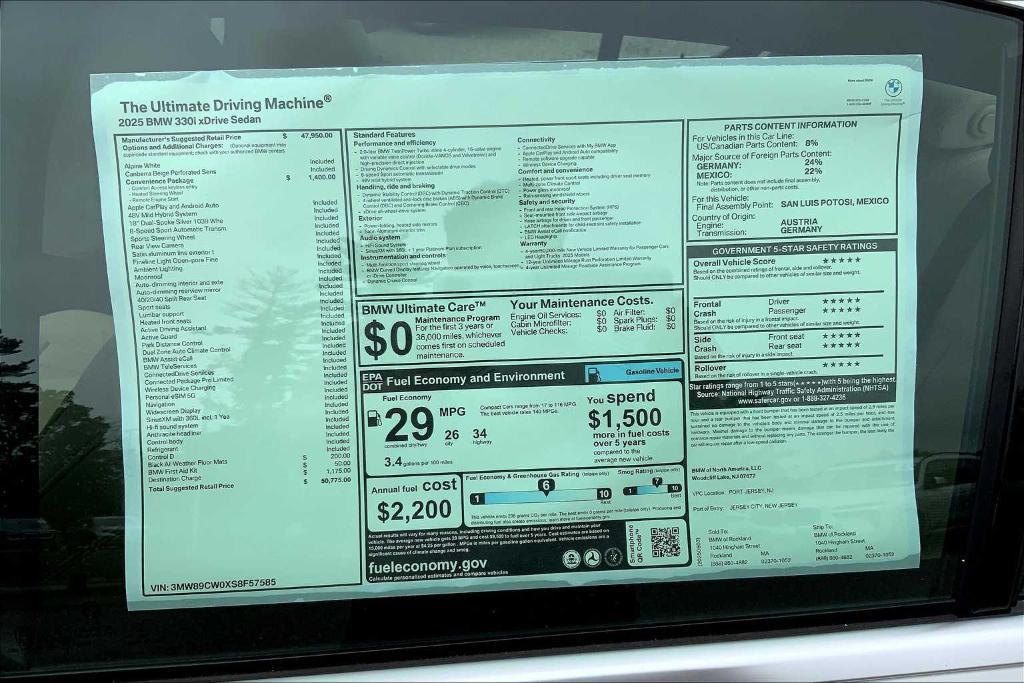 new 2025 BMW 330 car, priced at $50,775
