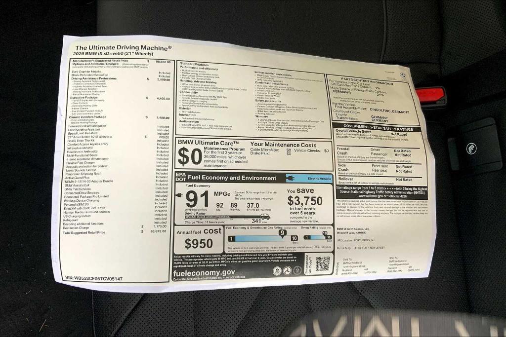 new 2026 BMW iX car, priced at $98,875