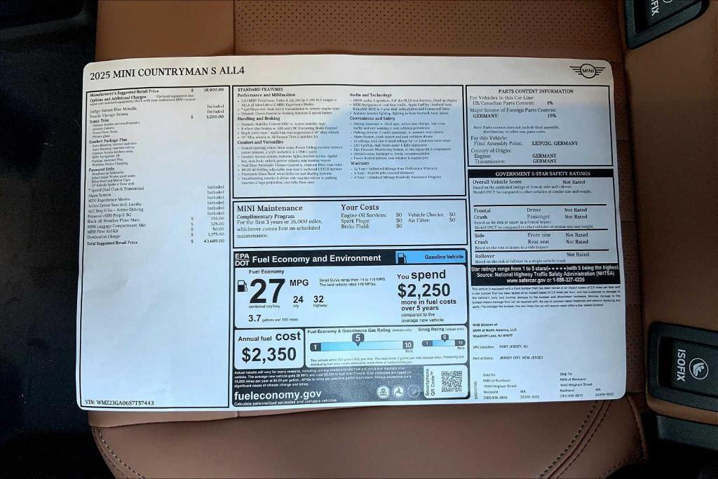 new 2025 MINI Countryman car, priced at $43,605