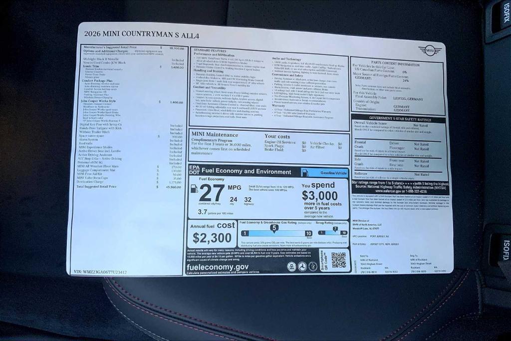 new 2026 MINI Countryman car, priced at $45,560