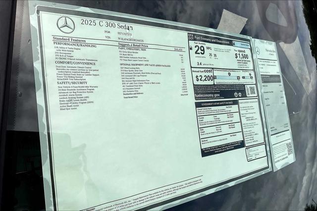 new 2025 Mercedes-Benz C-Class car, priced at $55,675