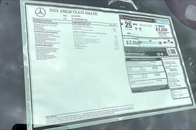 new 2025 Mercedes-Benz AMG CLA 35 car, priced at $70,640