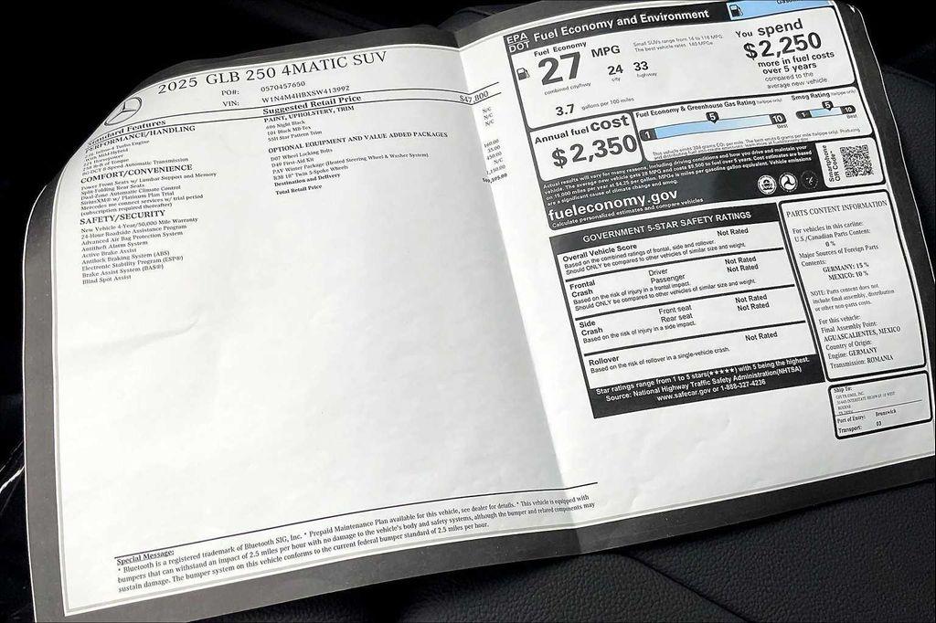 new 2025 Mercedes-Benz GLB 250 car, priced at $49,595