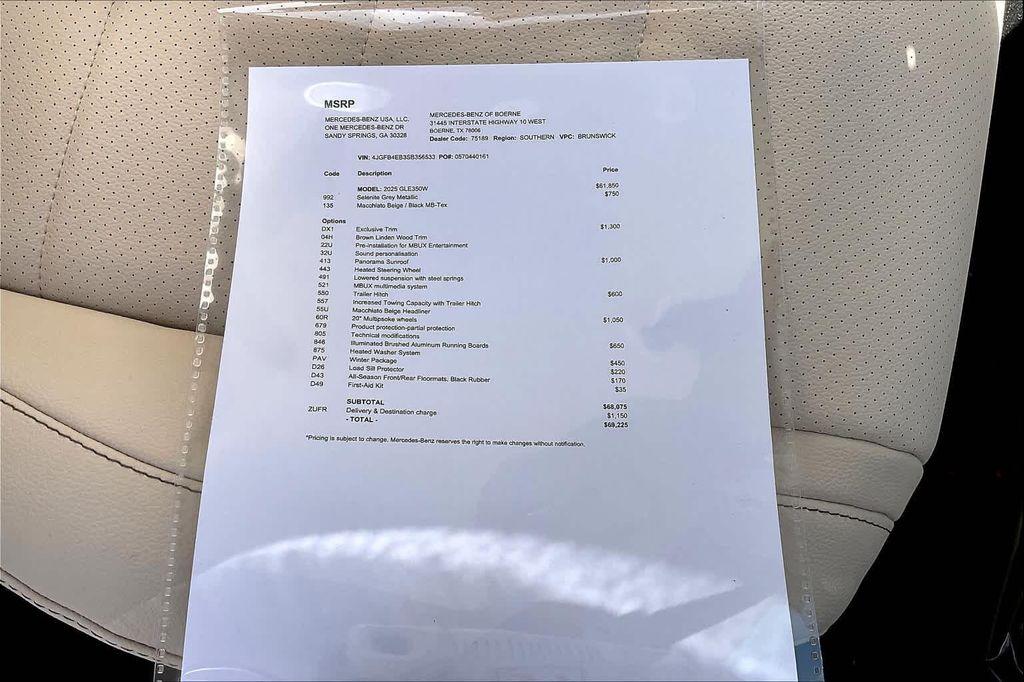new 2025 Mercedes-Benz GLE 350 car, priced at $69,225