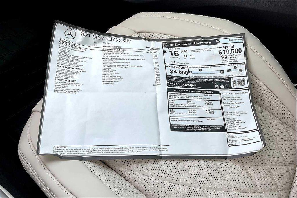 new 2025 Mercedes-Benz AMG GLE 63 car, priced at $145,100