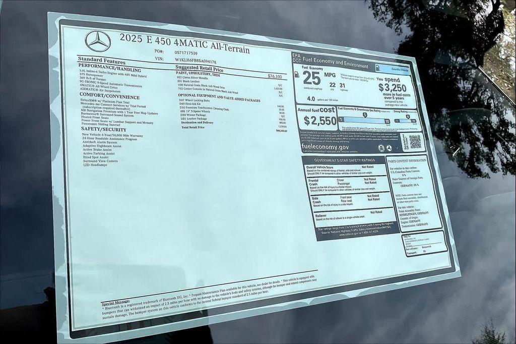 new 2025 Mercedes-Benz E-Class car, priced at $80,345