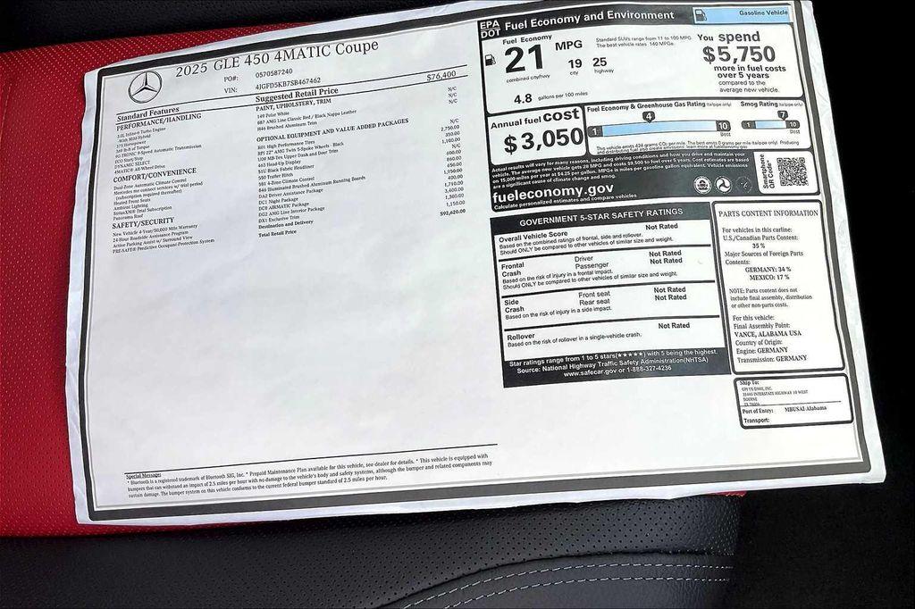 new 2025 Mercedes-Benz GLE 450 car, priced at $92,620