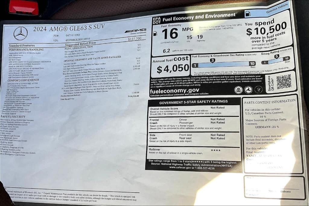 new 2024 Mercedes-Benz AMG GLE 63 car, priced at $134,935