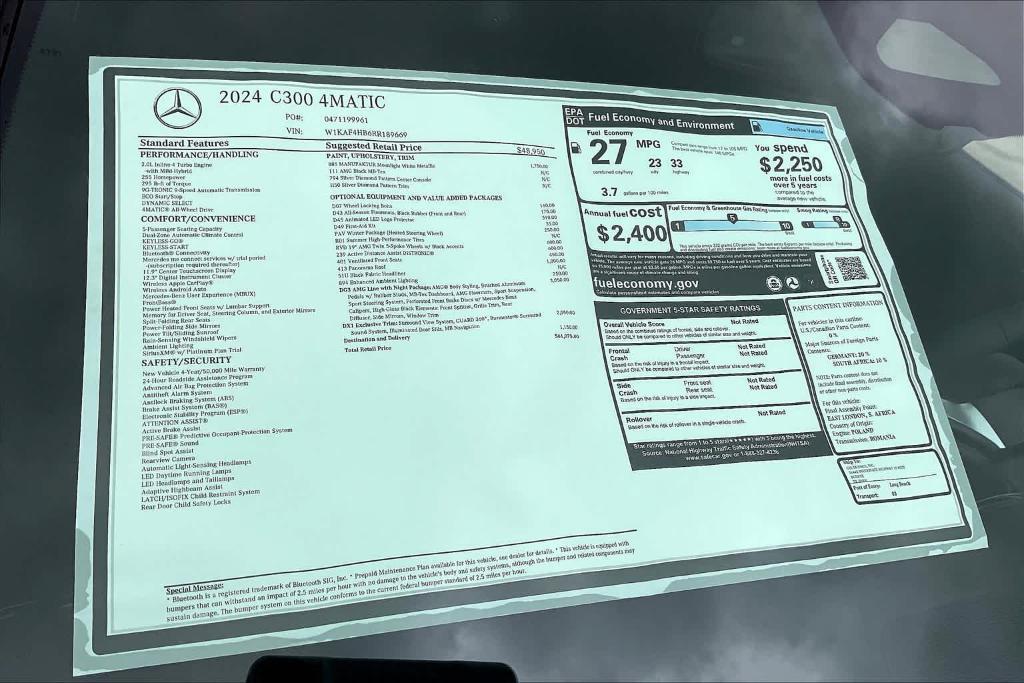 new 2024 Mercedes-Benz C-Class car, priced at $61,075