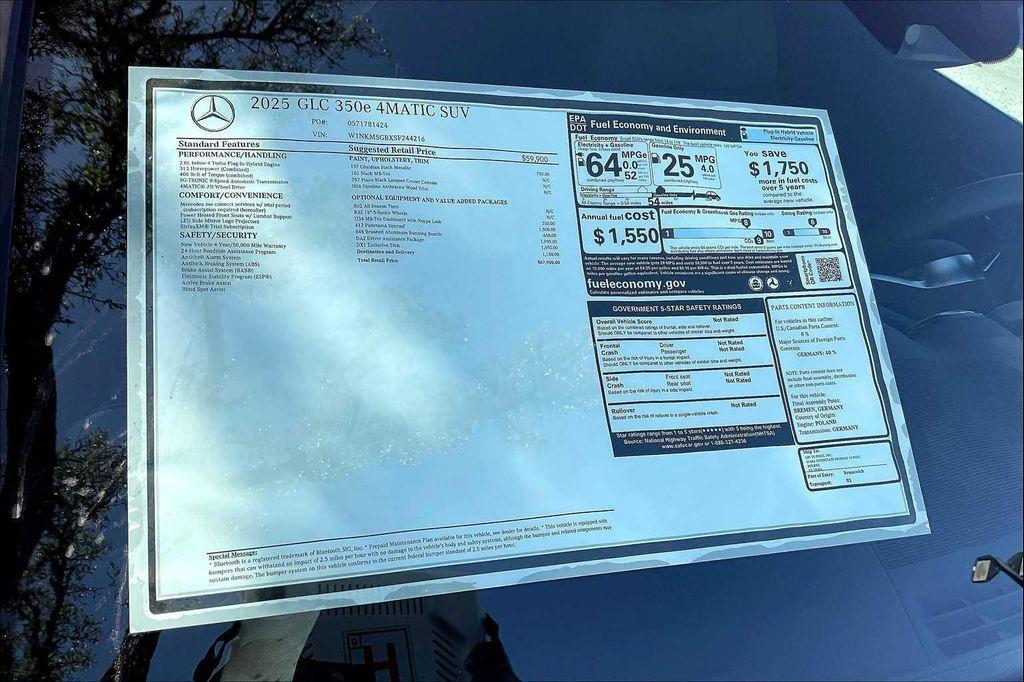 new 2025 Mercedes-Benz GLC 350e car, priced at $67,900