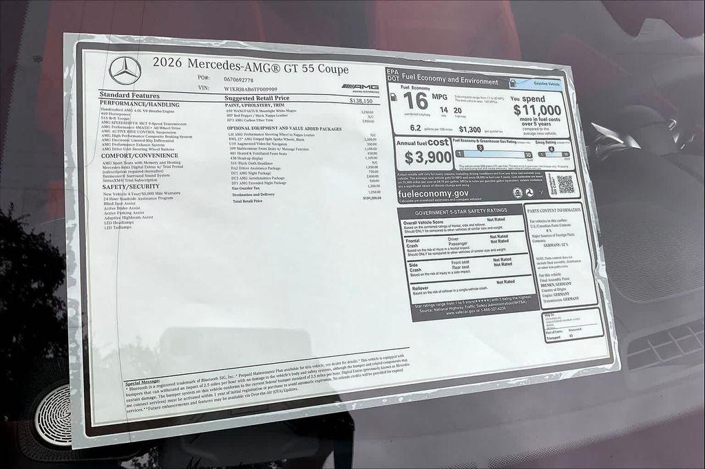 new 2026 Mercedes-Benz AMG GT 55 car, priced at $159,200