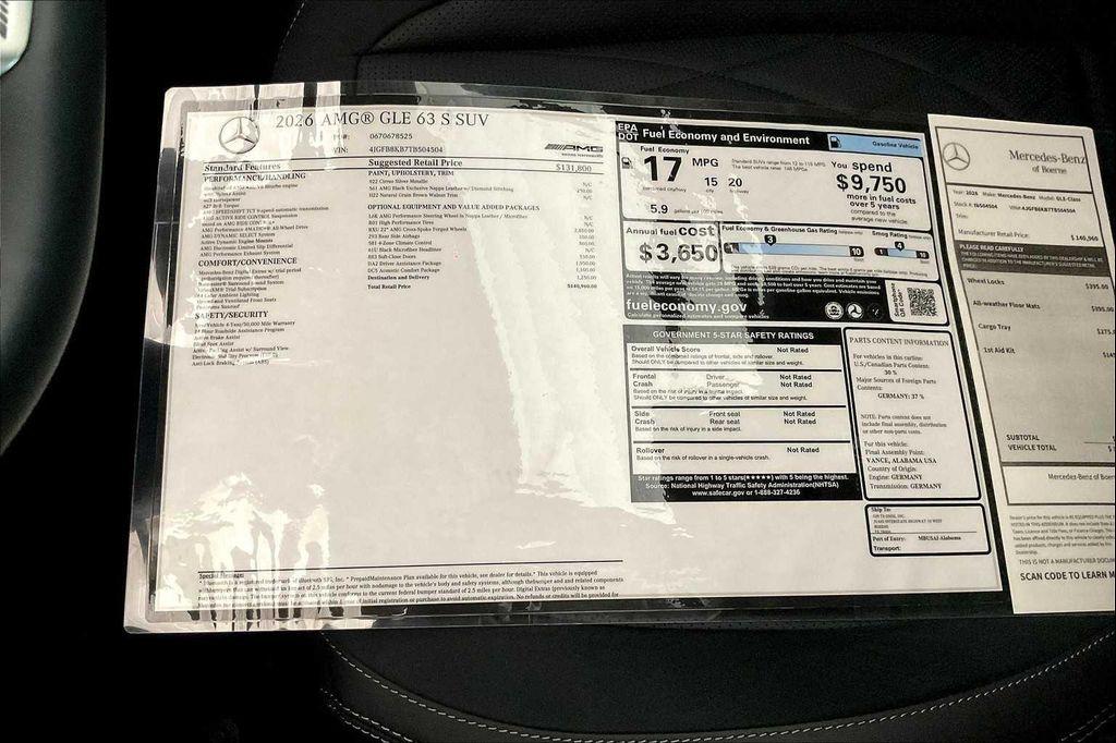 new 2026 Mercedes-Benz AMG GLE 63 car, priced at $140,960