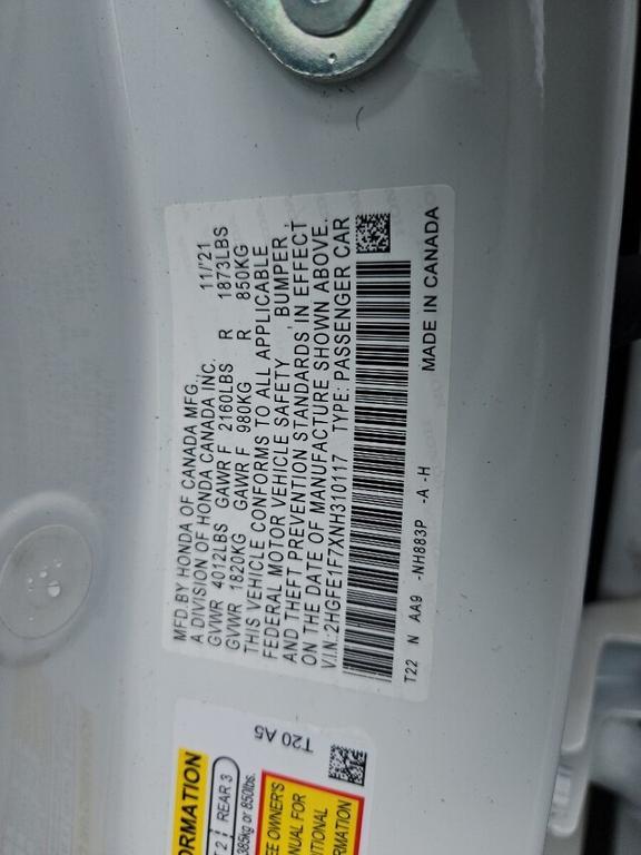 used 2022 Honda Civic car, priced at $21,782