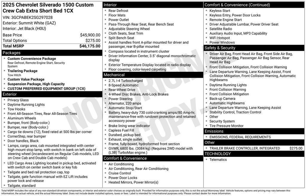 new 2025 Chevrolet Silverado 1500 car, priced at $28,320