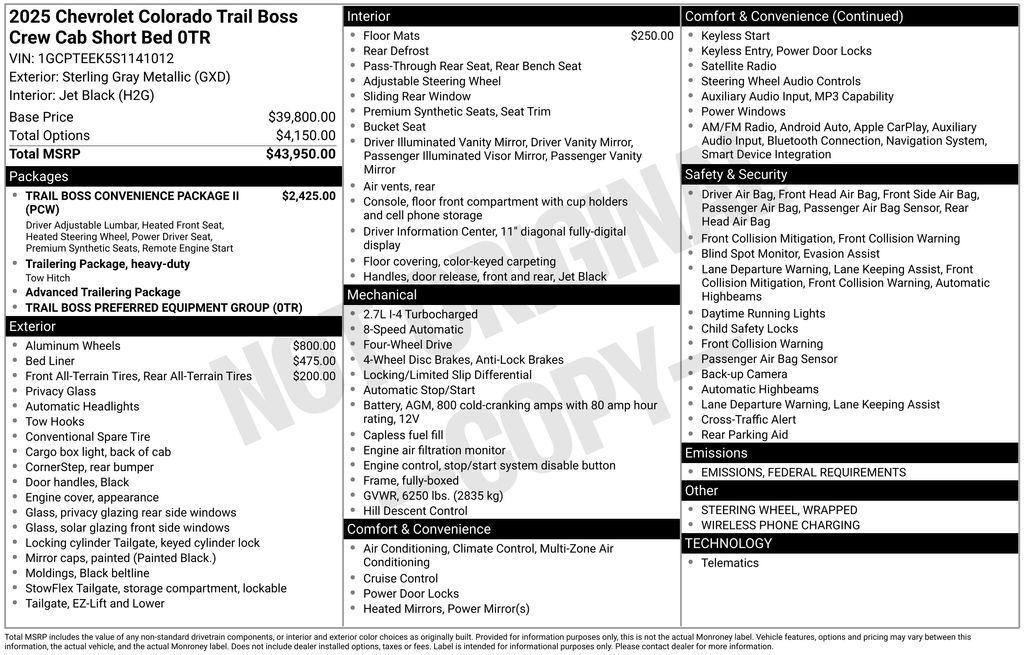 new 2025 Chevrolet Colorado car, priced at $38,545