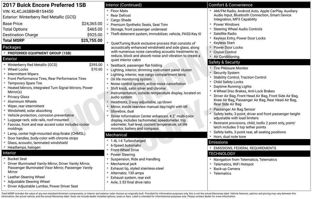 used 2017 Buick Encore car, priced at $10,990