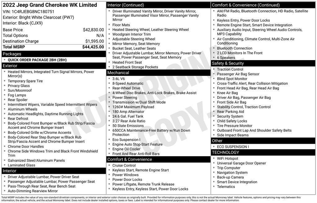 used 2022 Jeep Grand Cherokee car, priced at $21,990