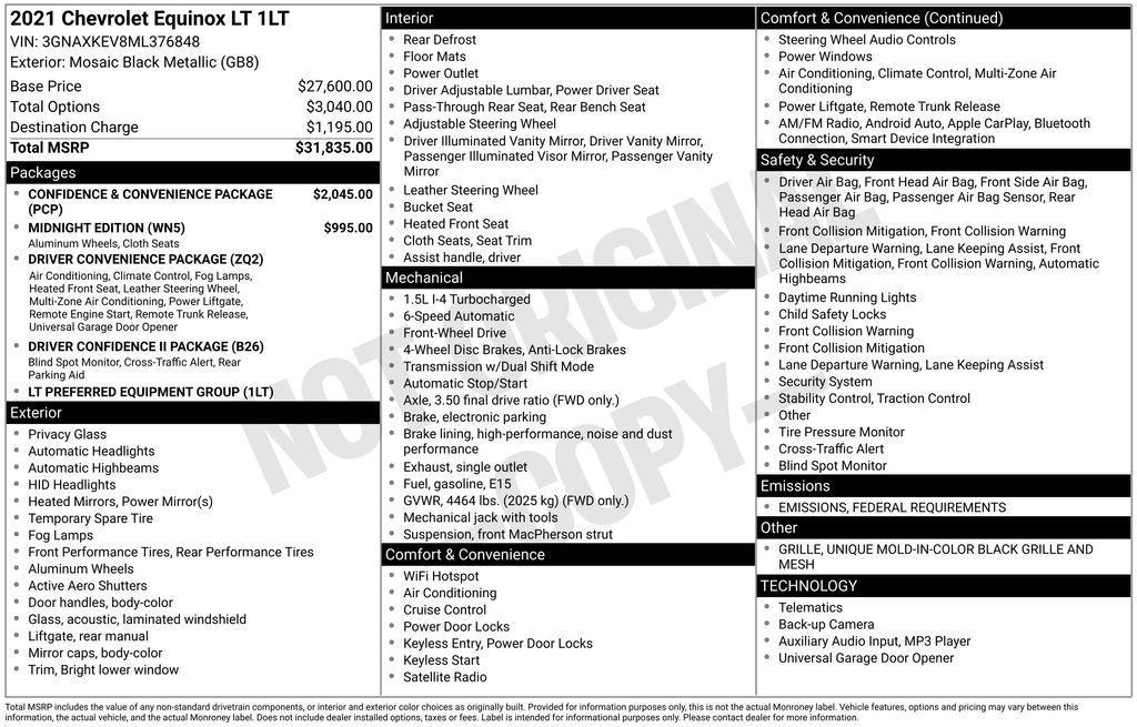 used 2021 Chevrolet Equinox car, priced at $11,990