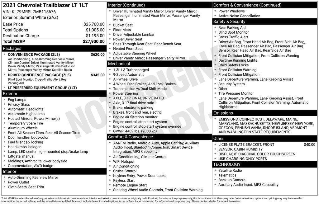 used 2021 Chevrolet TrailBlazer car, priced at $16,990