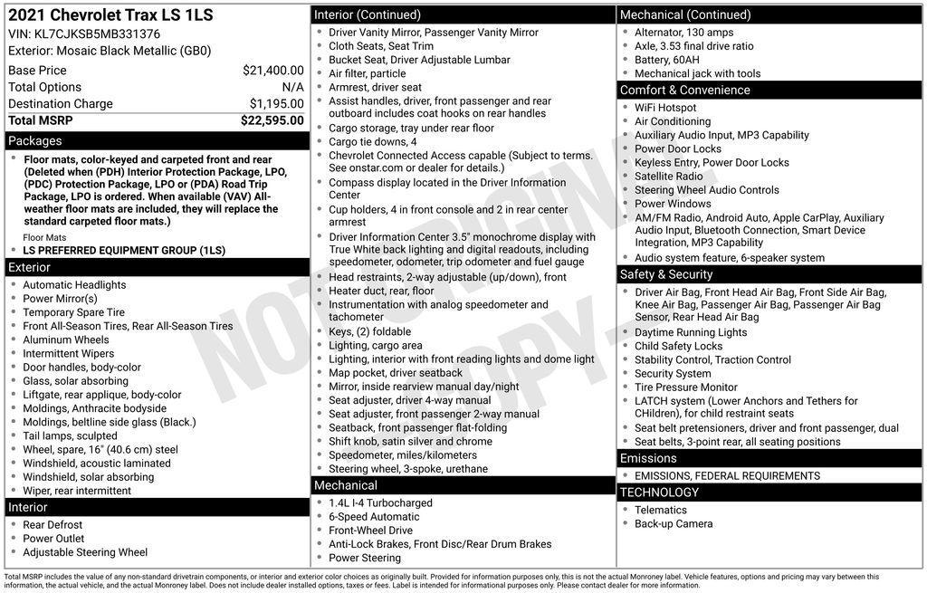 used 2021 Chevrolet Trax car, priced at $10,990