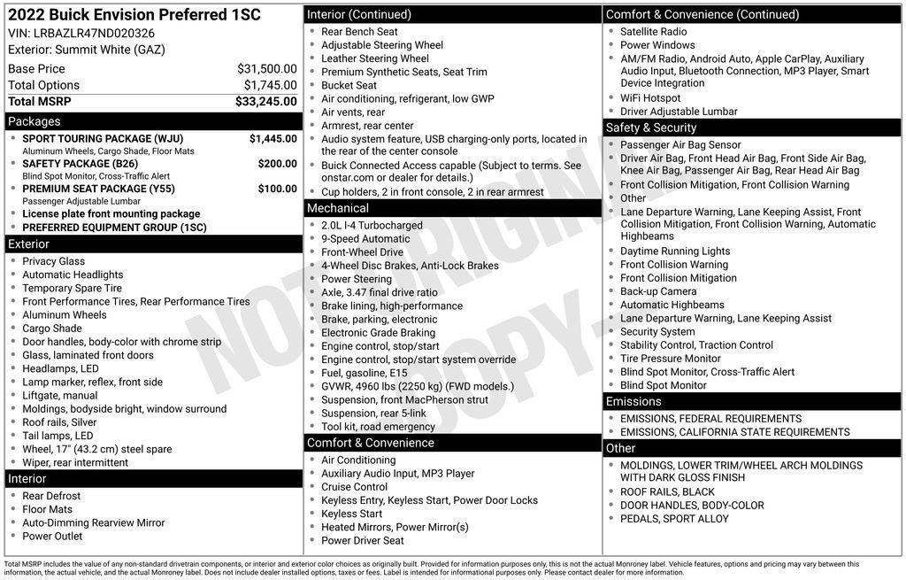 used 2022 Buick Envision car, priced at $19,990