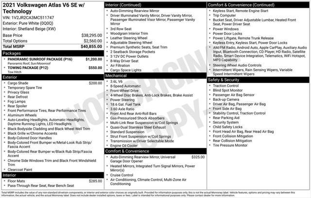 used 2021 Volkswagen Atlas car, priced at $14,990