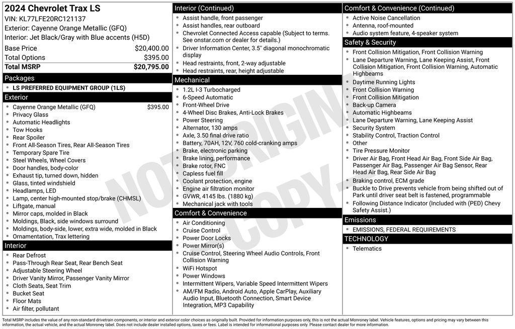 used 2024 Chevrolet Trax car, priced at $15,490