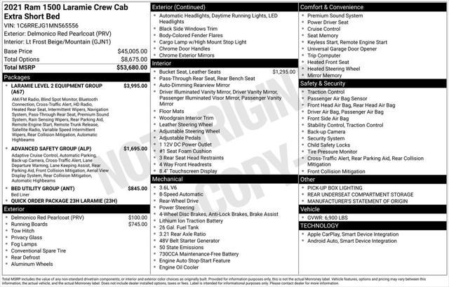 used 2021 Ram 1500 car, priced at $32,490