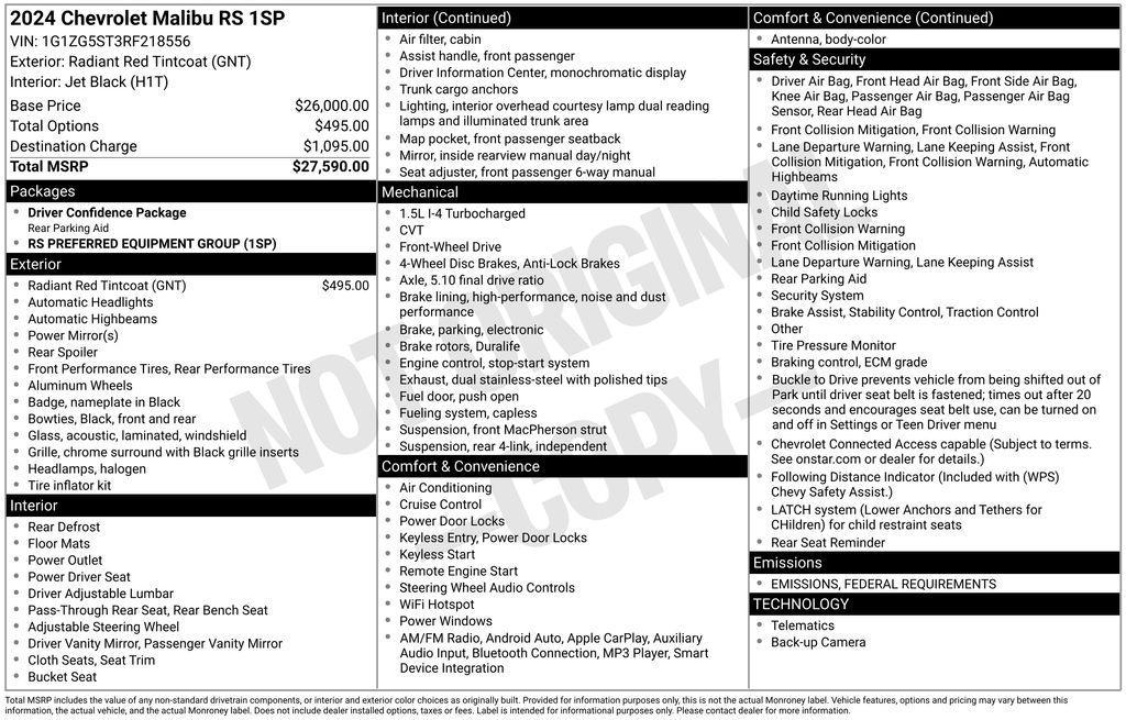 used 2024 Chevrolet Malibu car, priced at $17,490