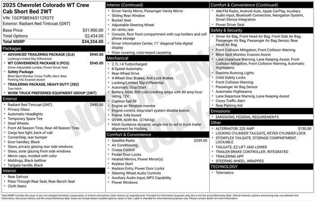 new 2025 Chevrolet Colorado car, priced at $30,284