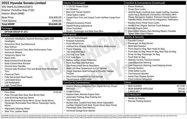 used 2022 Hyundai Sonata car, priced at $18,990