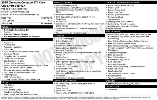 new 2025 Chevrolet Colorado car, priced at $39,395