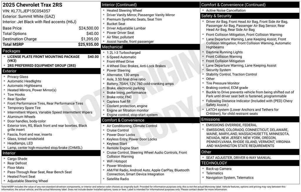 used 2025 Chevrolet Trax car, priced at $20,490