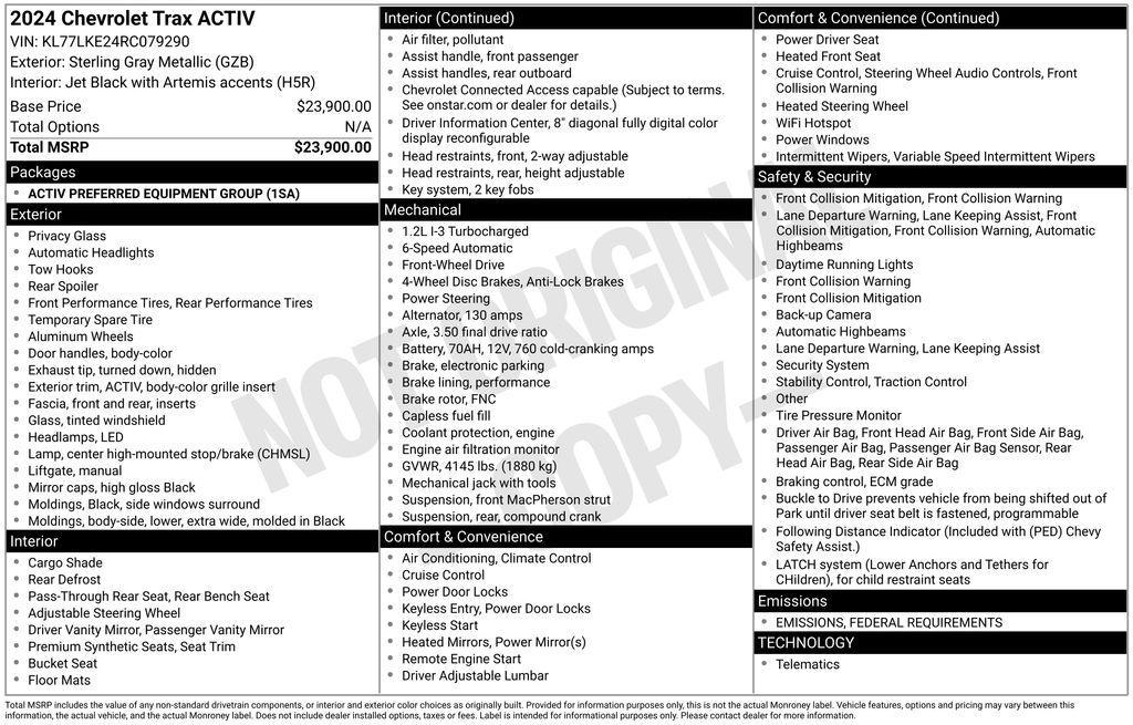 used 2024 Chevrolet Trax car, priced at $20,490