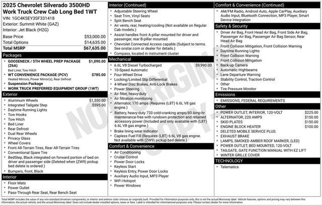 new 2025 Chevrolet Silverado 3500 car, priced at $62,380