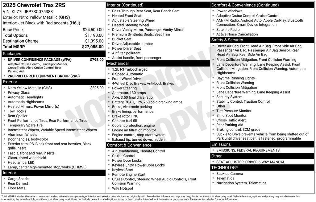 used 2025 Chevrolet Trax car, priced at $20,490