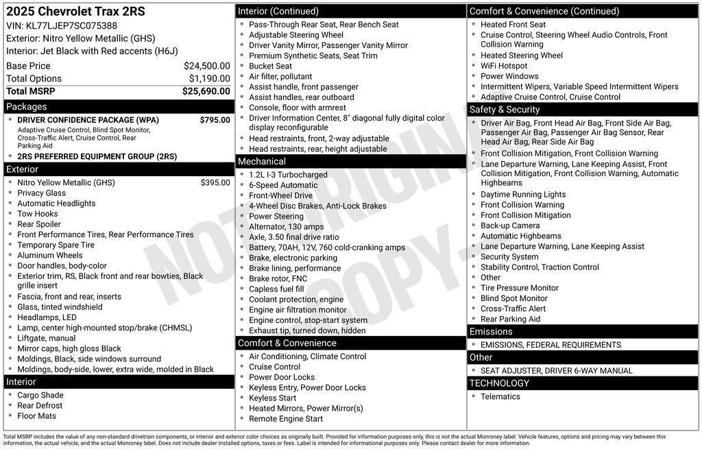 used 2025 Chevrolet Trax car, priced at $21,490