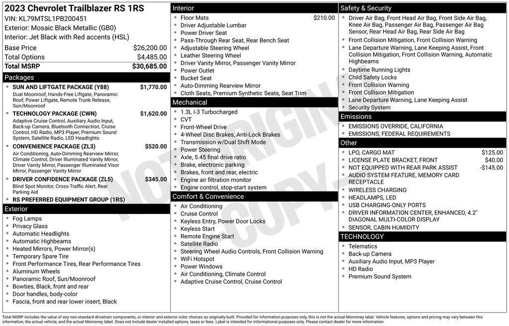 used 2023 Chevrolet TrailBlazer car, priced at $19,990