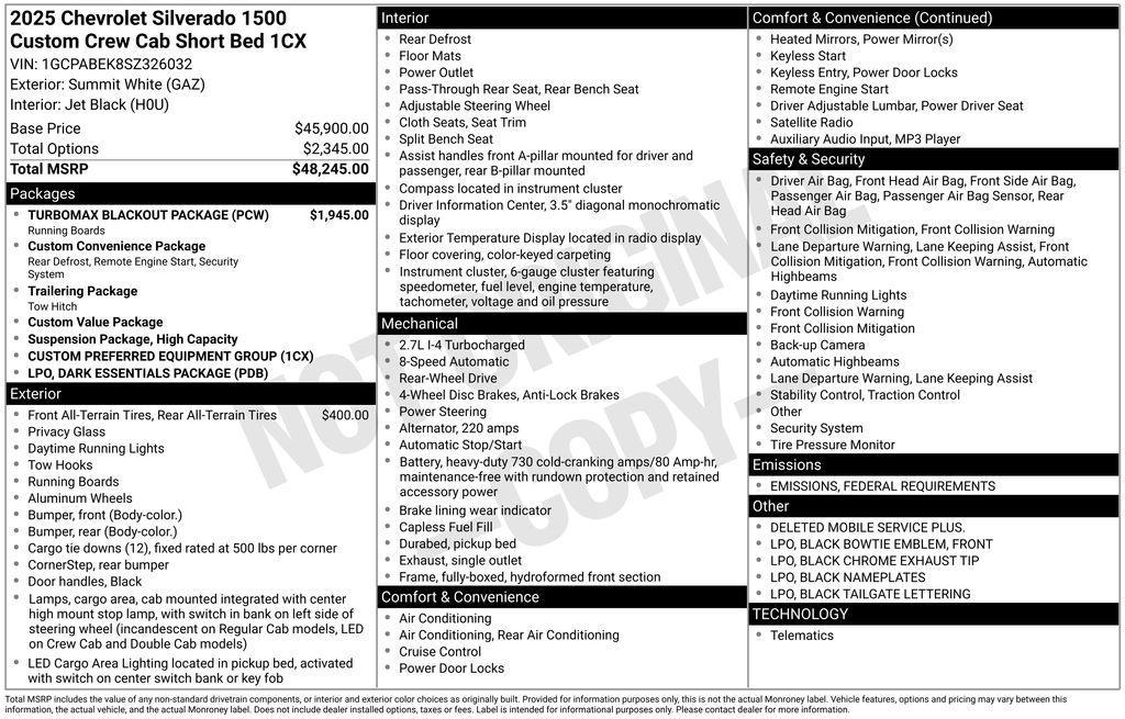 new 2025 Chevrolet Silverado 1500 car, priced at $30,340
