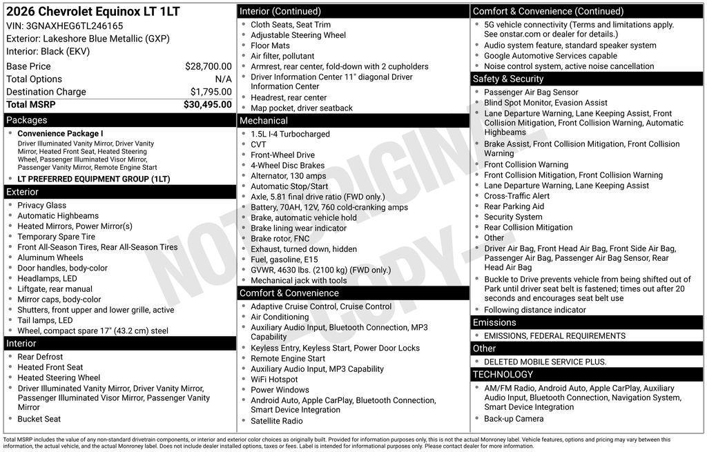 new 2026 Chevrolet Equinox car, priced at $23,495