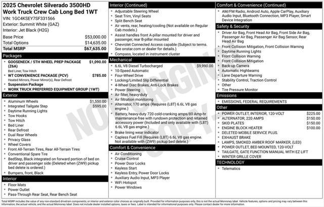 new 2025 Chevrolet Silverado 3500 car, priced at $62,380